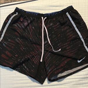 Nike Black Patterned Running Shorts with Reflective Design - Medium